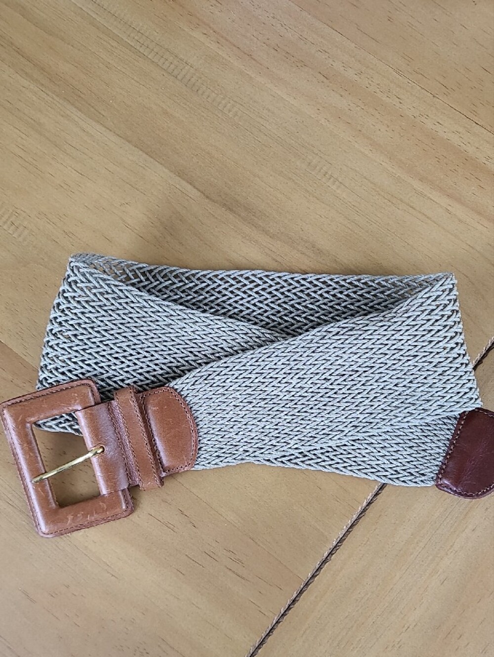 Ann Taylor Leather And Waxed Cotton Woven Belt. Small